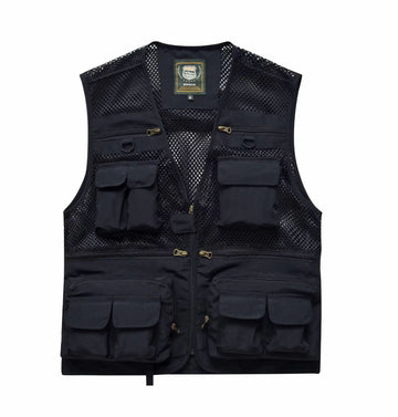Men's Mesh Multi Pocket Detachable Back Breathable Outdoor Multifunctional Vest